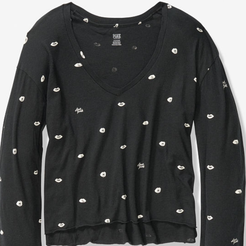 New!!!Pink Victoria secret crop long sleeve shirt